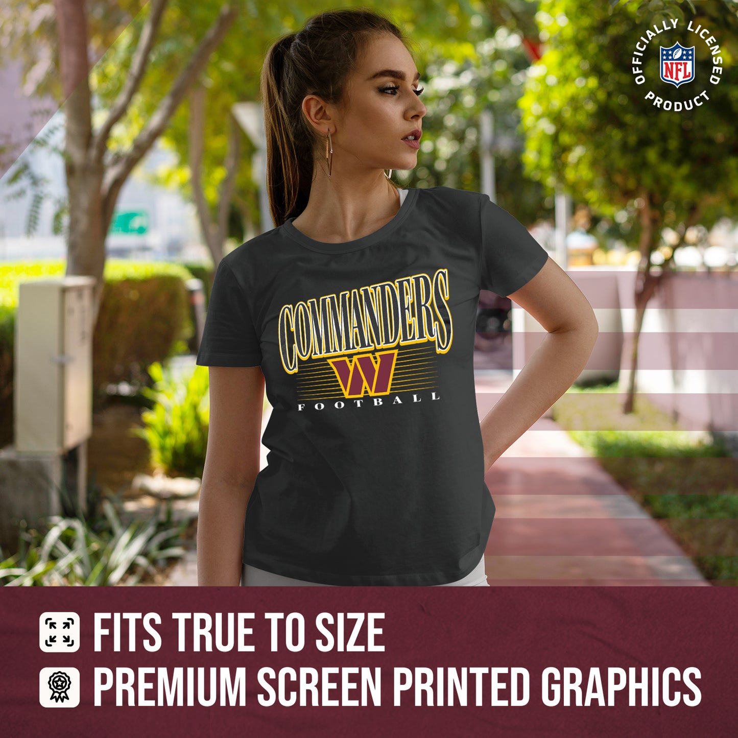 Washington Commanders NFL Womens Overtime Blueprint Tag-Less T-Shirt - Black