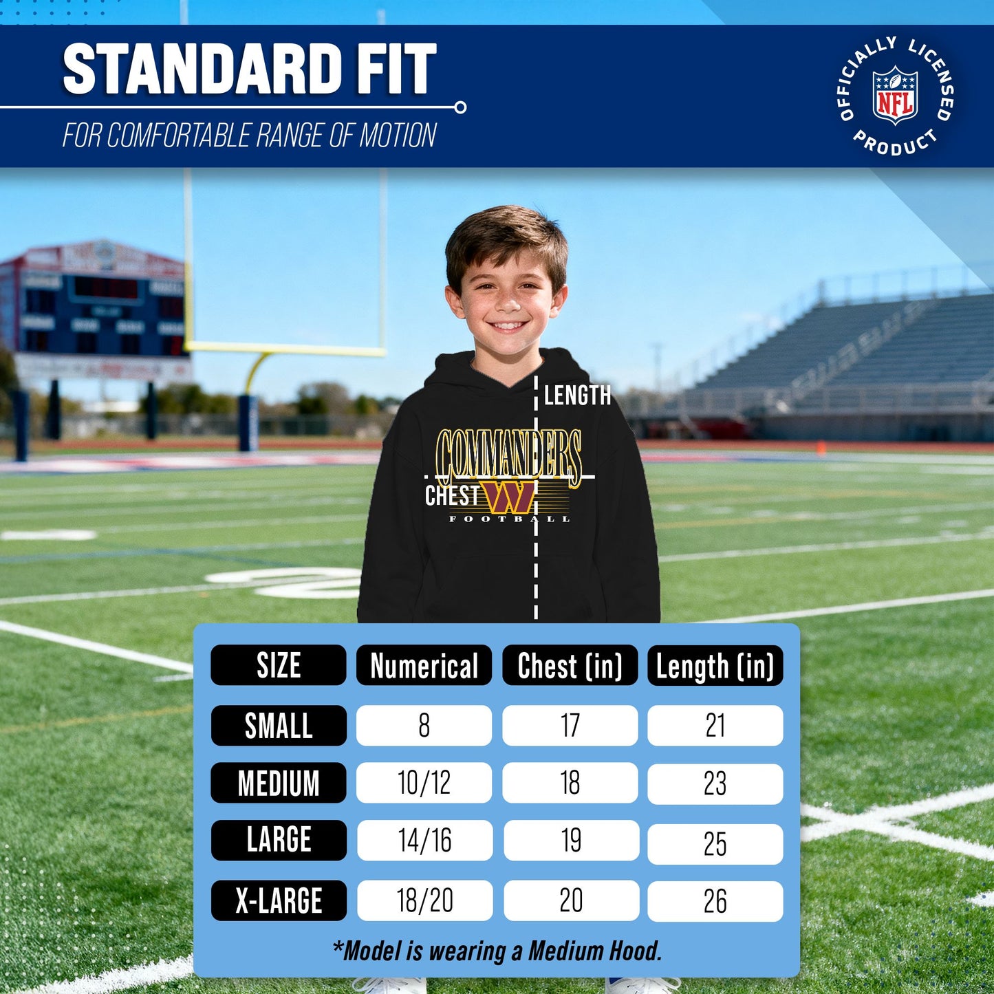 Washington Commanders NFL Youth Overtime Blueprint Football Fleece Hooded Sweatshirt - Black