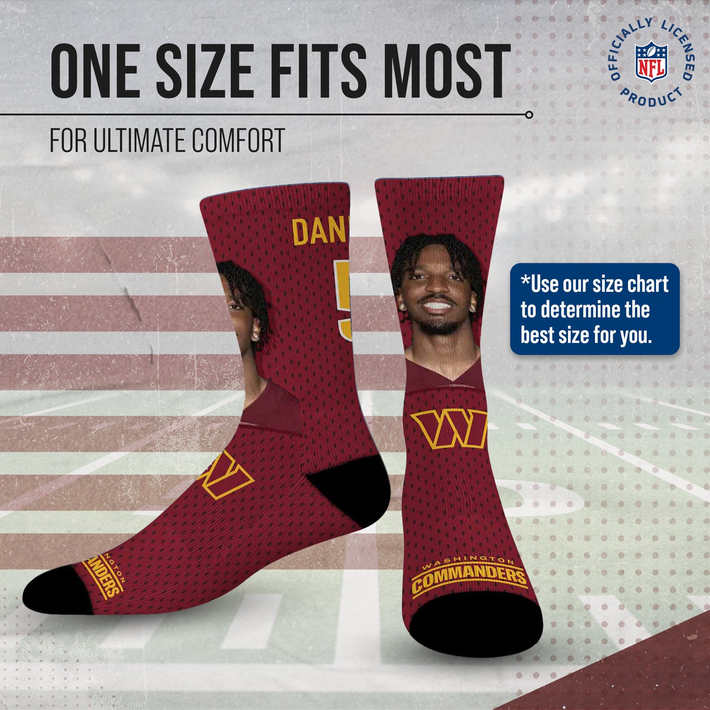Washington Commanders NFL Youth Roster Player Crew Socks - Maroon
