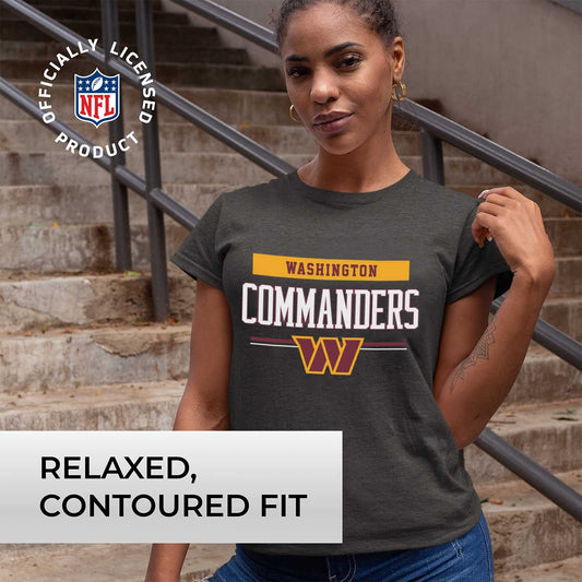 Washington Commanders NFL Women's Team Block Plus Sized Relaxed Fit T-Shirt - Charcoal