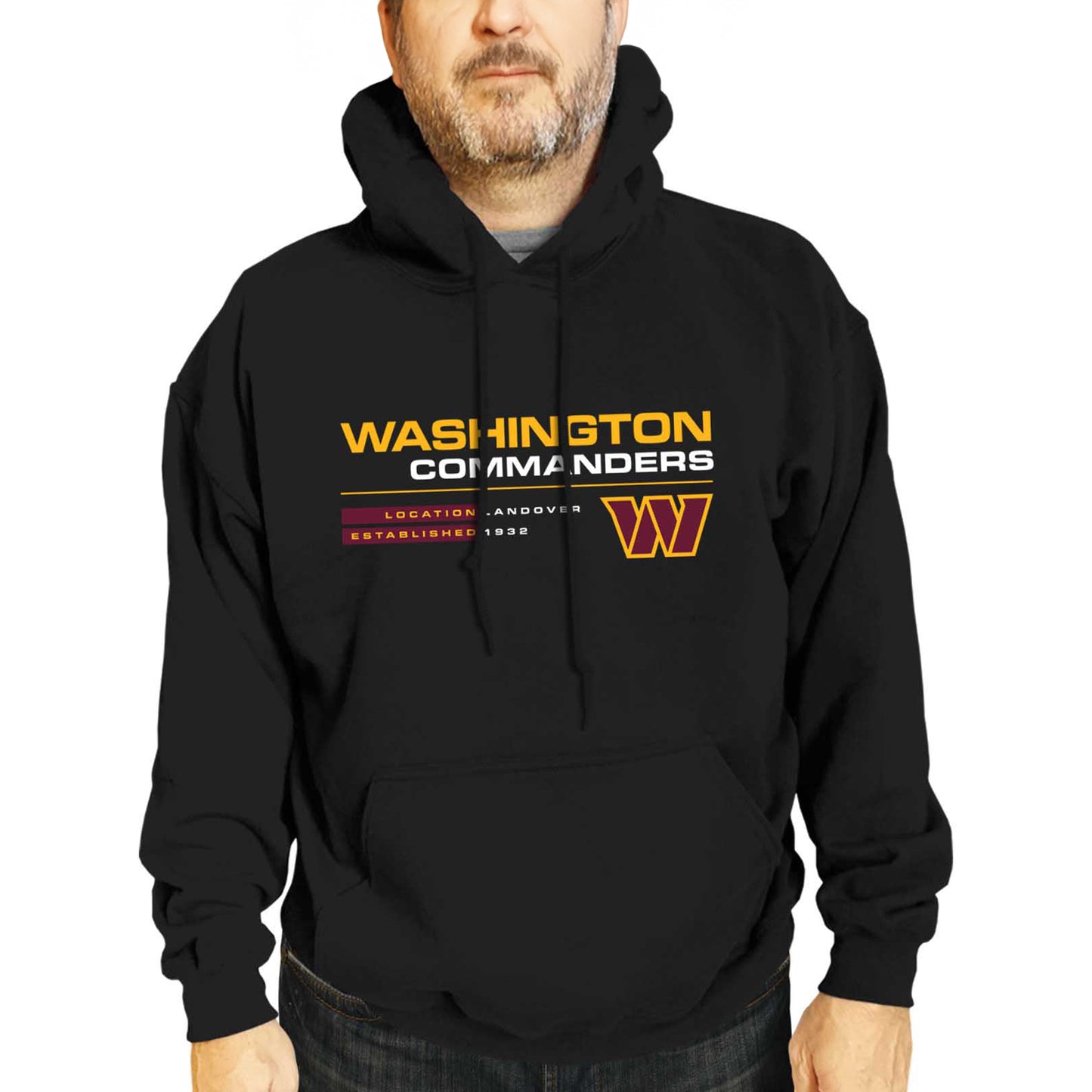 Washington Commanders Adult NFL Speed Stat Sheet Fleece Hooded Sweatshirt - Black
