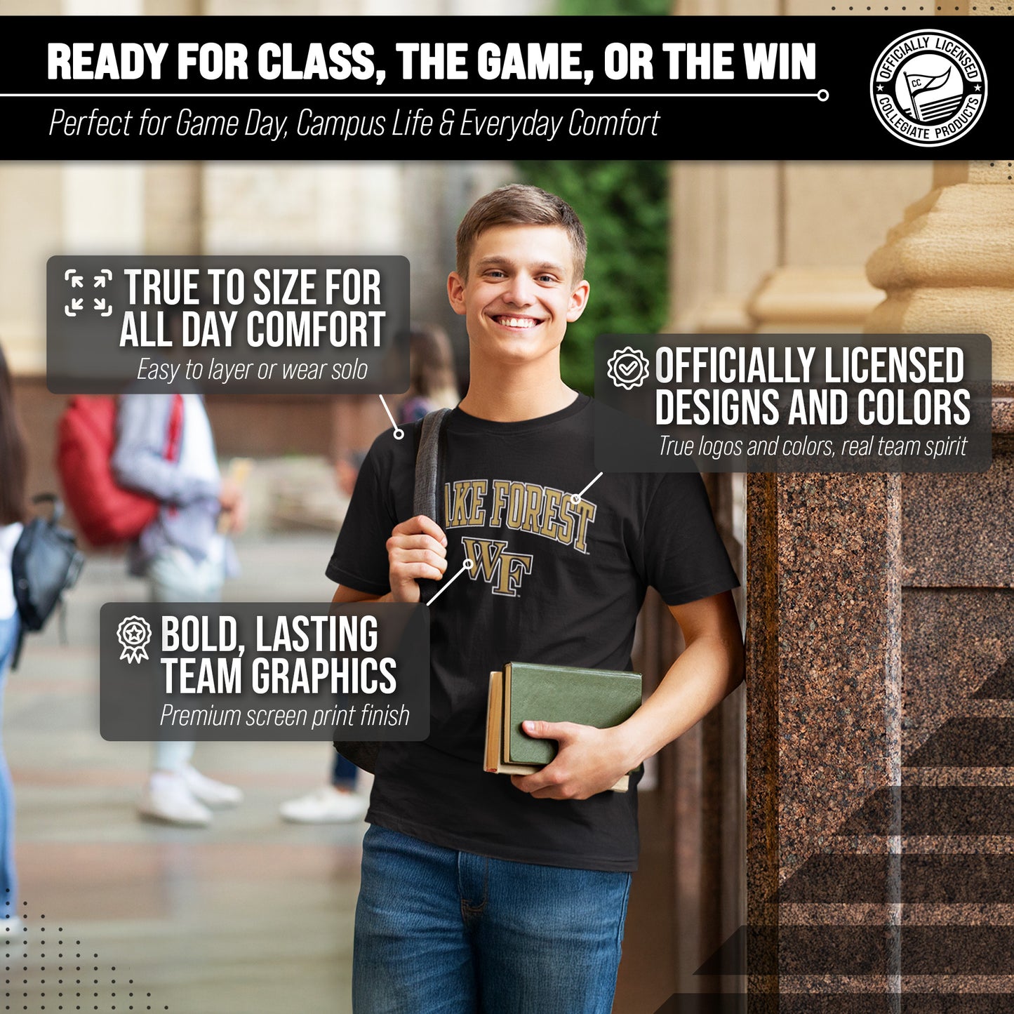 Wake Forest Demon Deacons NCAA Adult Gameday Cotton T-Shirt - Black