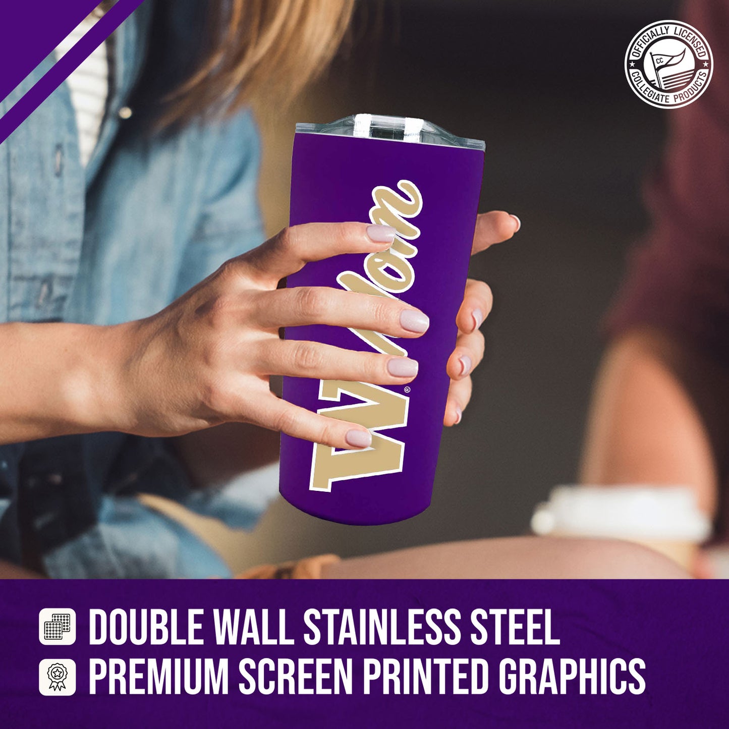 Washington Huskies NCAA Stainless Steel Travel Tumbler for Mom - Purple