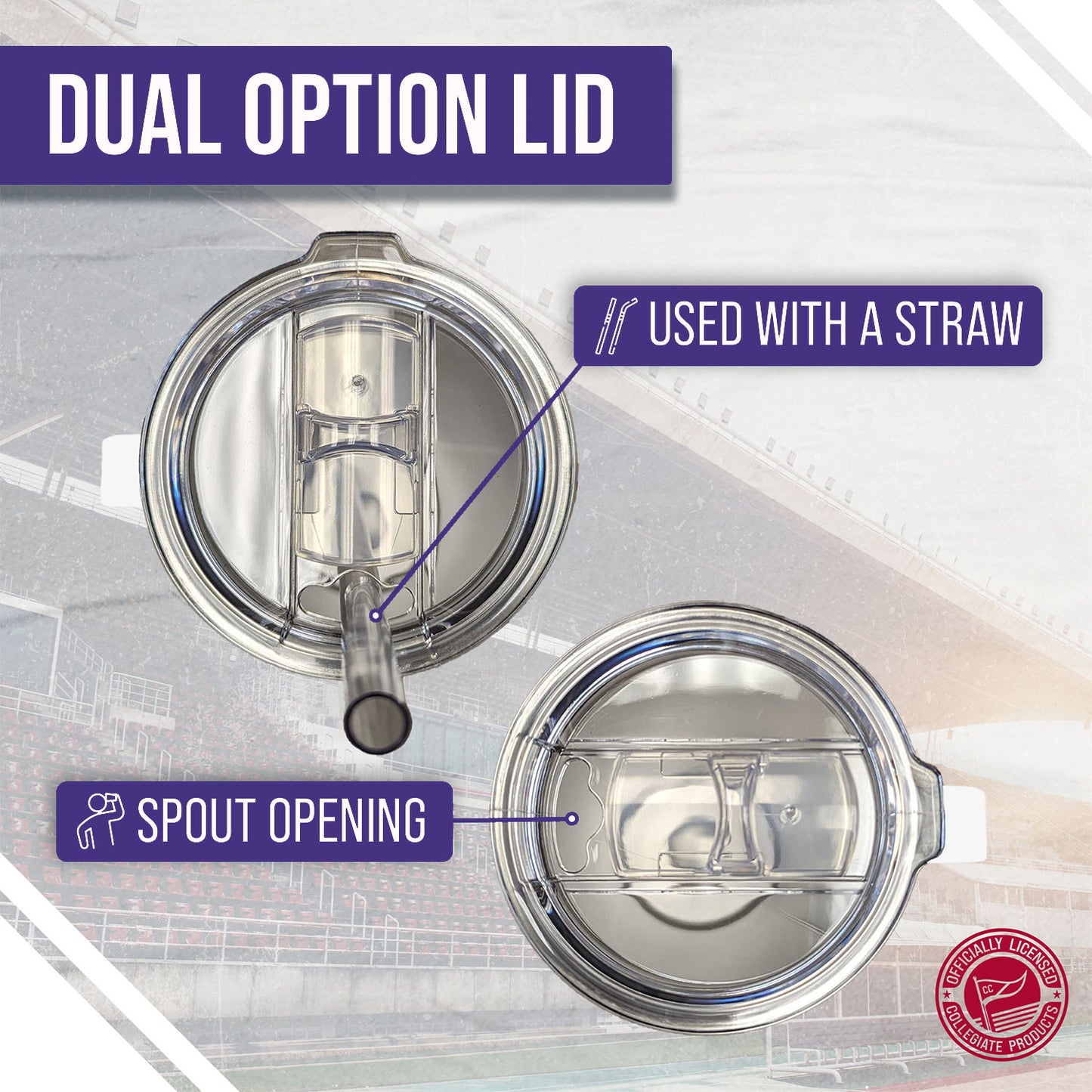 Washington Huskies NCAA Stainless Steel 20oz Roadie With Handle & Dual Option Lid With Straw - White