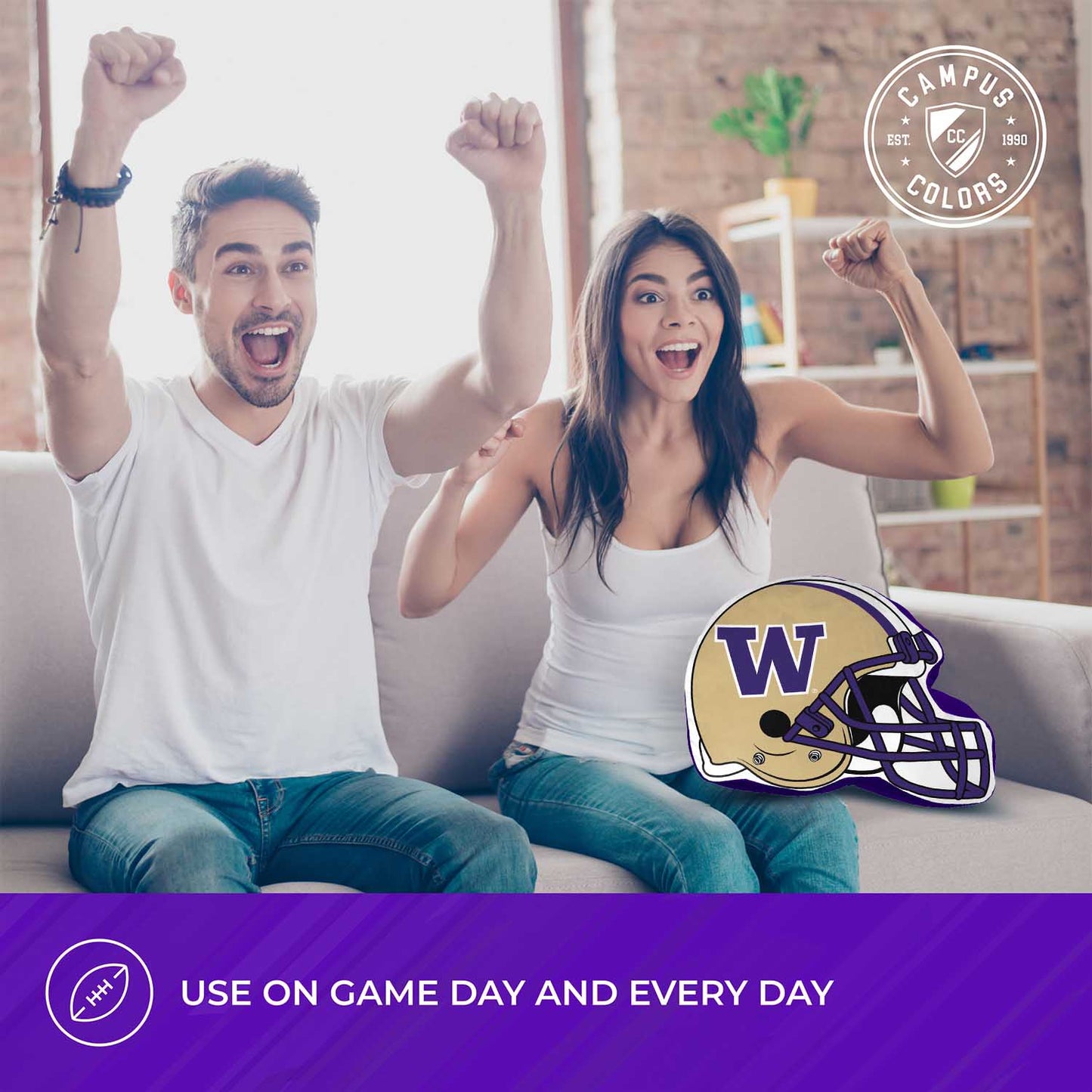 Washington Huskies NCAA Helmet Super Soft Football Pillow - Gold
