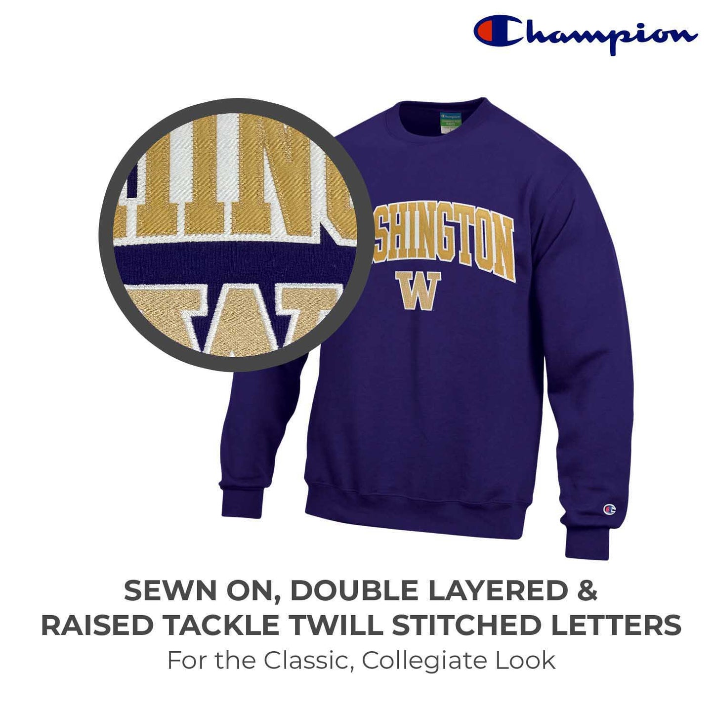 Washington Huskies Adult Tackle Twill Crewneck - Purple