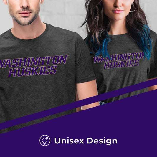 Washington Huskies Campus Colors NCAA Adult Cotton Blend Charcoal Tagless T-Shirt - Charcoal