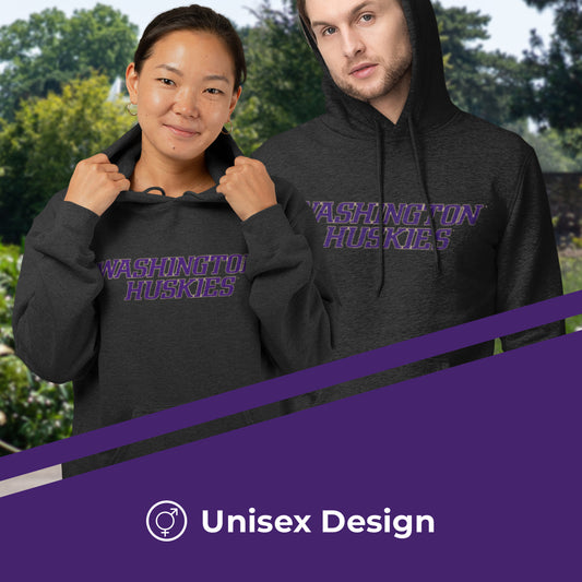 Washington Huskies NCAA Adult Cotton Blend Charcoal Hooded Sweatshirt - Charcoal