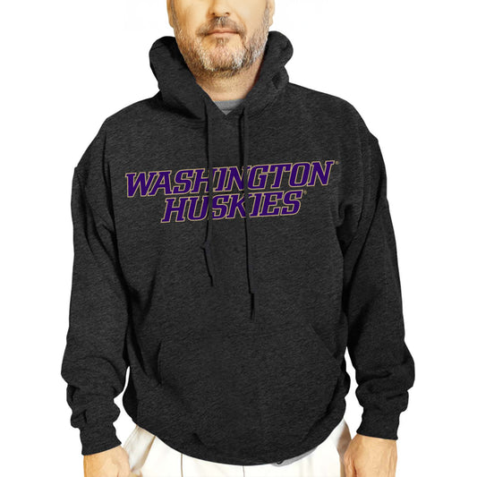 Washington Huskies NCAA Adult Cotton Blend Charcoal Hooded Sweatshirt - Charcoal