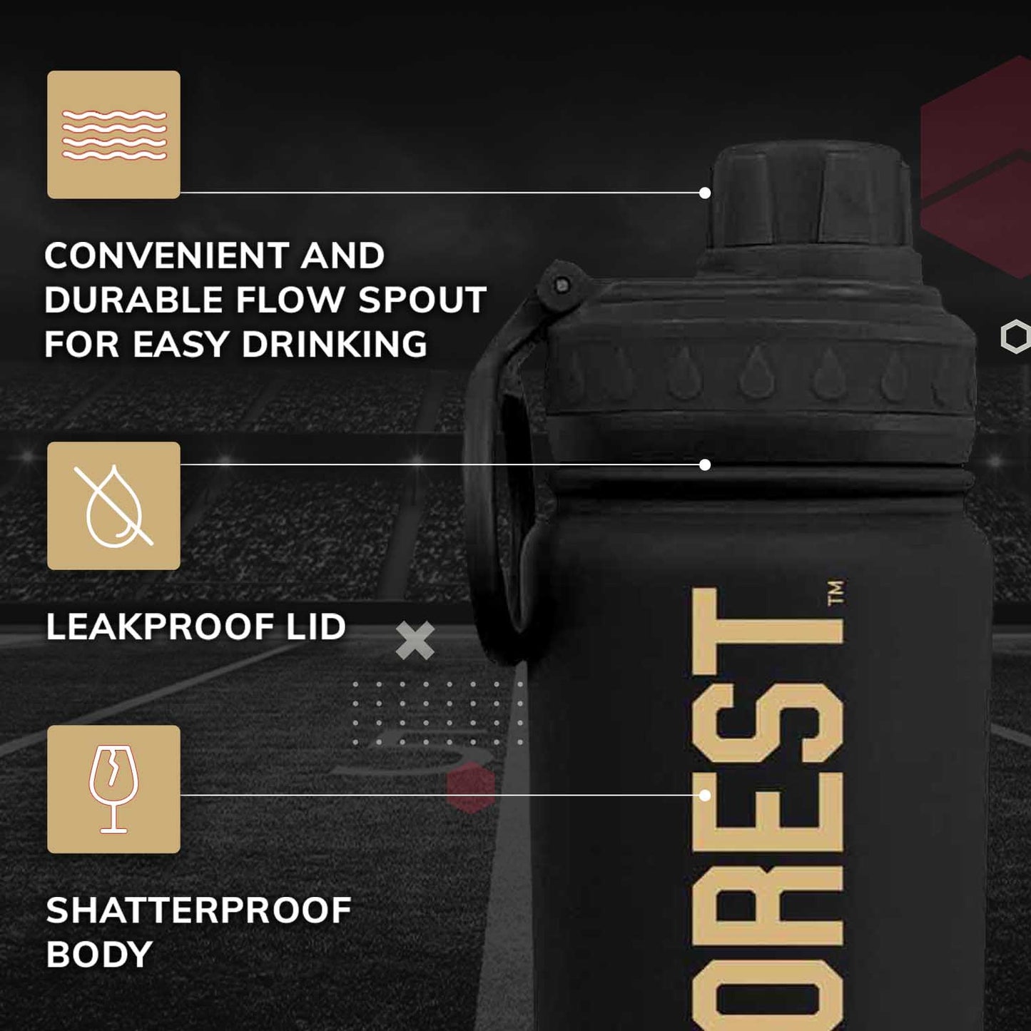 Wake Forest Demon Deacons NCAA Stainless Steel Water Bottle - Black