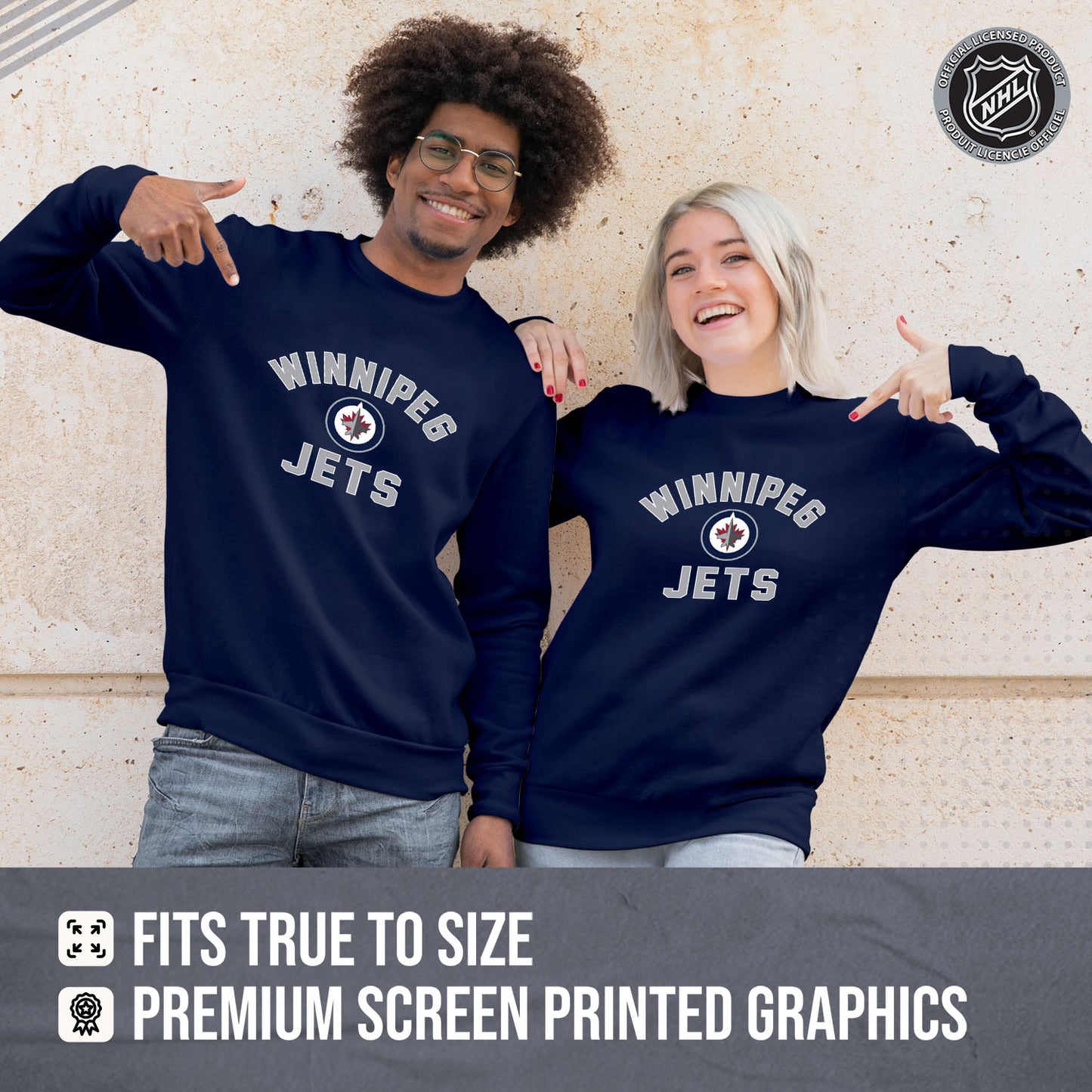 Winnipeg Jets Adult NHL Gameday Crewneck Sweatshirt - Navy