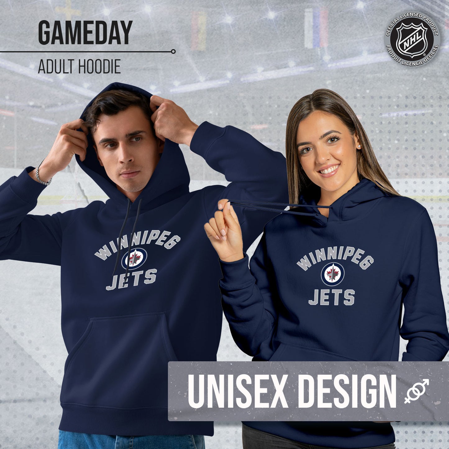 Winnipeg Jets Adult NHL Primary Logo Hooded Sweatshirt - Navy