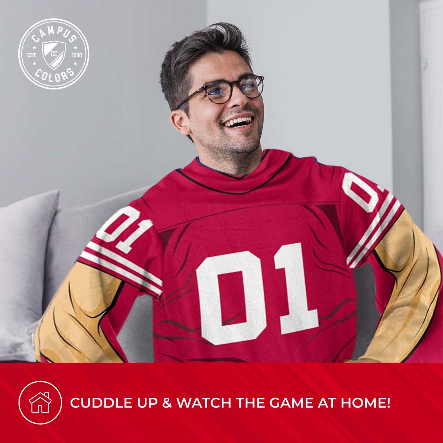 Wisconsin Badgers NCAA Team Wearable Blanket with Sleeves - Red