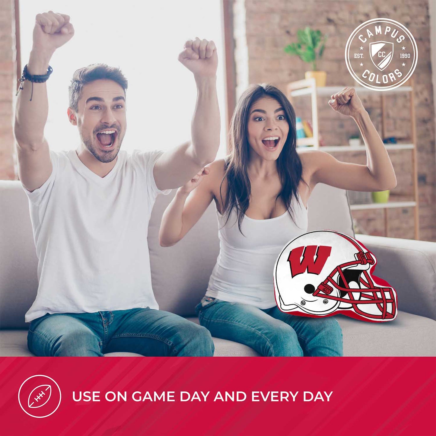 Wisconsin Badgers NCAA Helmet Super Soft Football Pillow - Red
