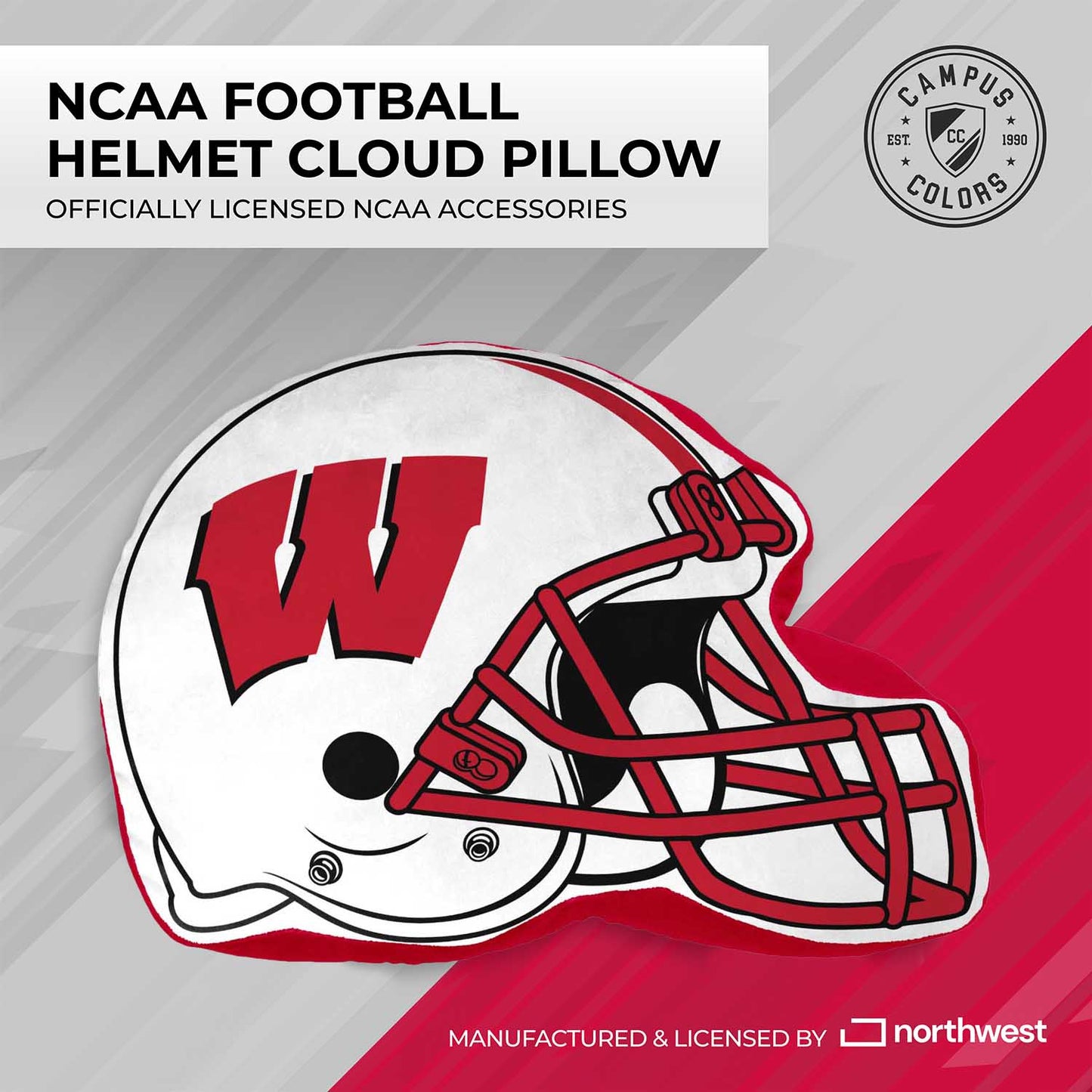 Wisconsin Badgers NCAA Helmet Super Soft Football Pillow - Red