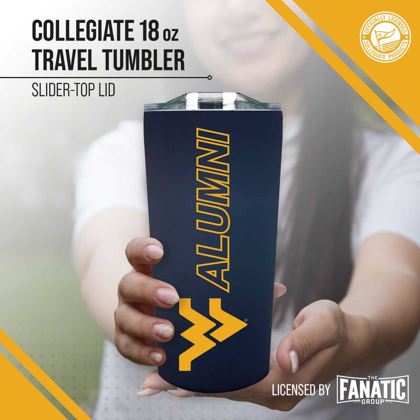 West Virginia Mountaineers Collegiate Stainless Steel Travel Tumbler for Alumni - Navy