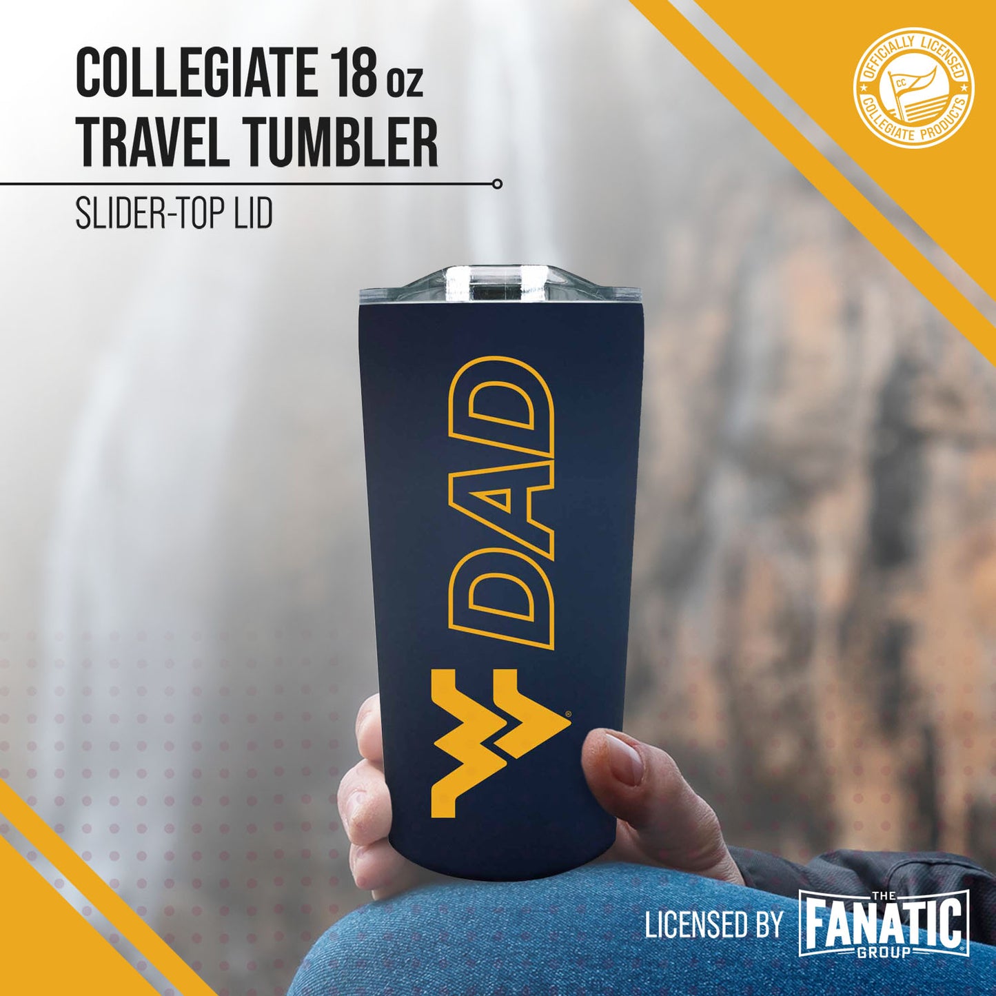 West Virginia Mountaineers NCAA Stainless Steel Travel Tumbler for Dad - Navy