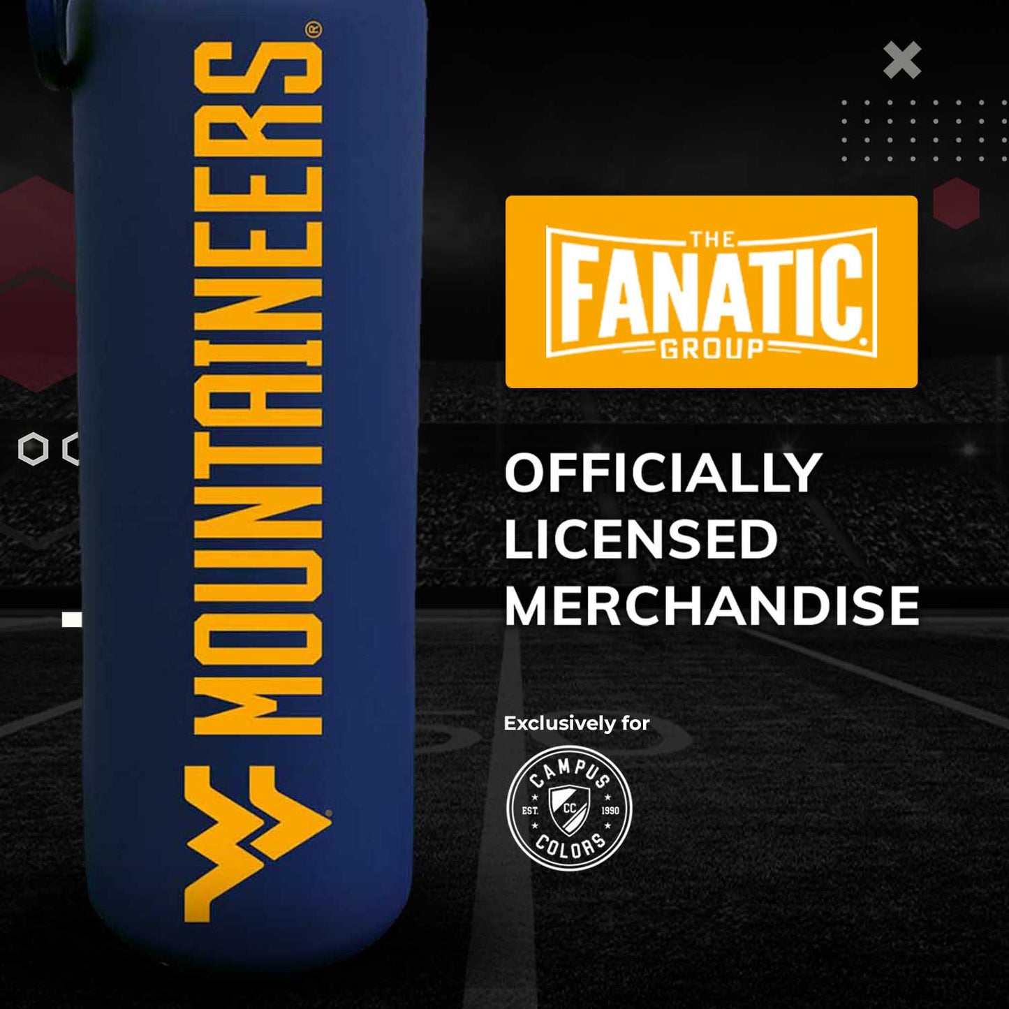 West Virginia Mountaineers NCAA Stainless Steel Water Bottle - Navy