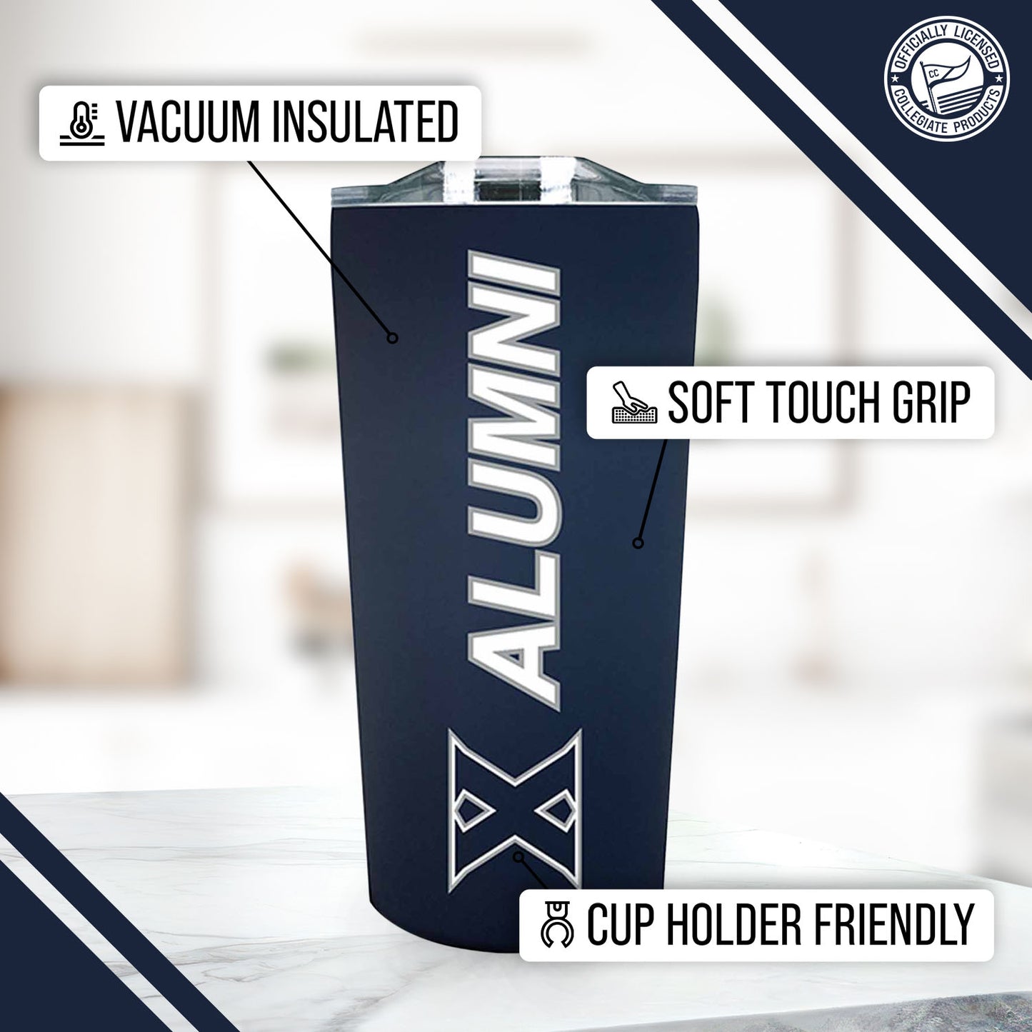 Xavier Musketeers Collegiate Stainless Steel Travel Tumbler for Alumni - Navy