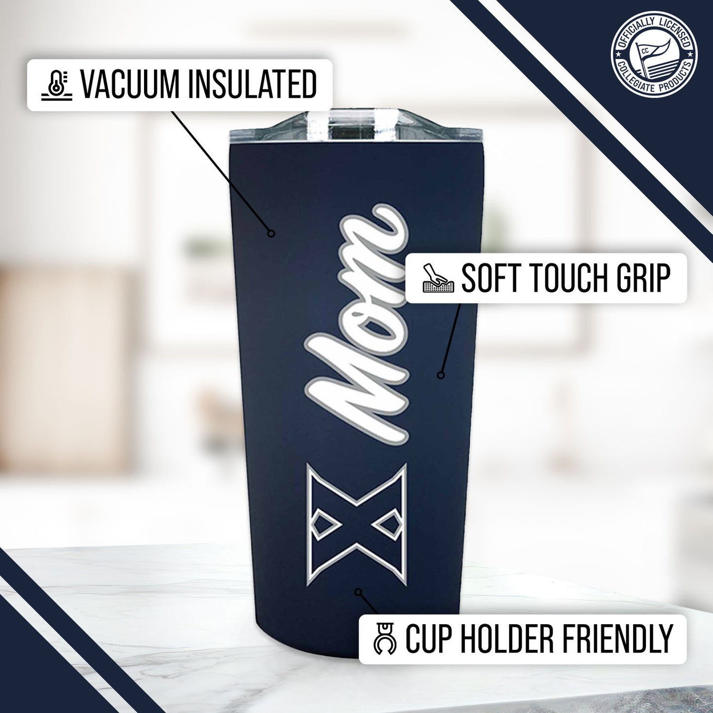 Xavier Musketeers NCAA Stainless Steel Travel Tumbler for Mom - Navy