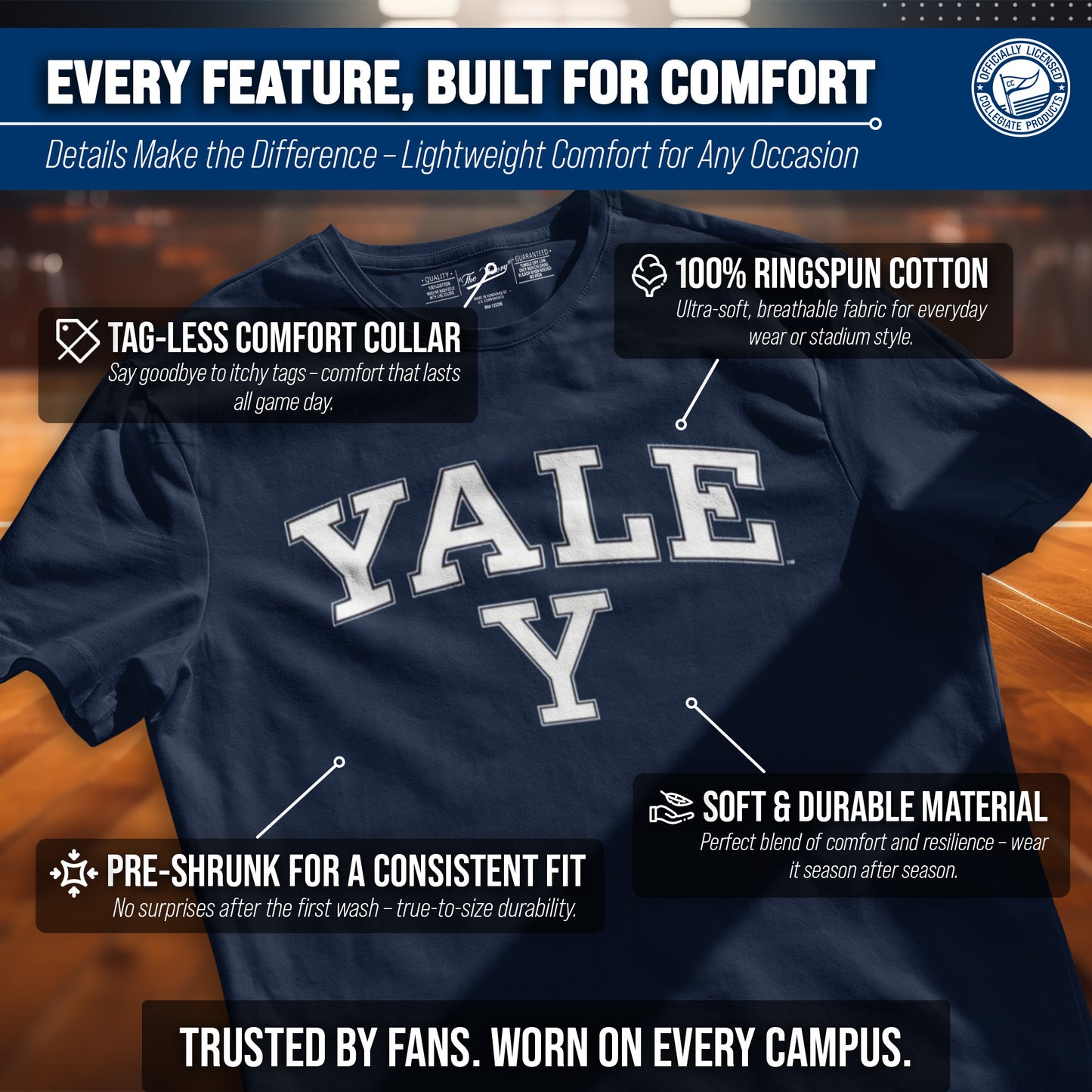 Yale Bulldogs NCAA Adult Gameday Cotton T-Shirt - Navy