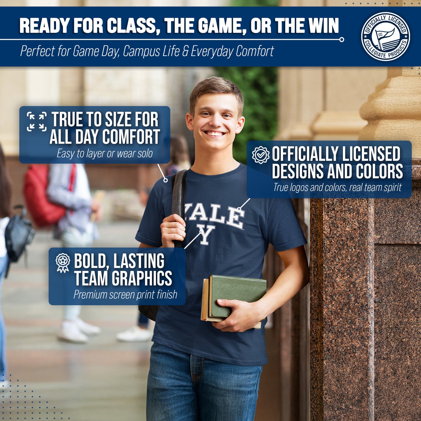 Yale Bulldogs NCAA Adult Gameday Cotton T-Shirt - Navy