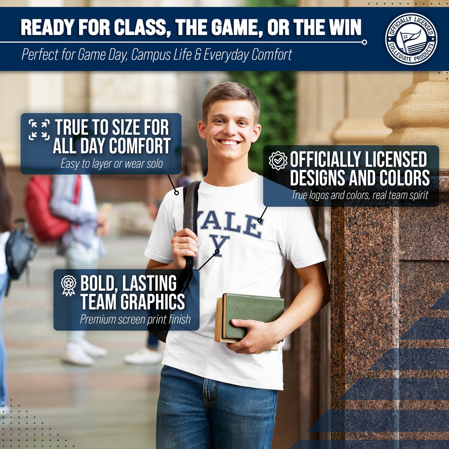 Yale Bulldogs NCAA Adult Gameday Cotton T-Shirt - White