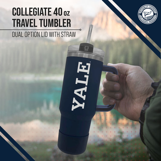 Yale Bulldogs College & University 40 oz Travel Tumbler With Handle - Navy