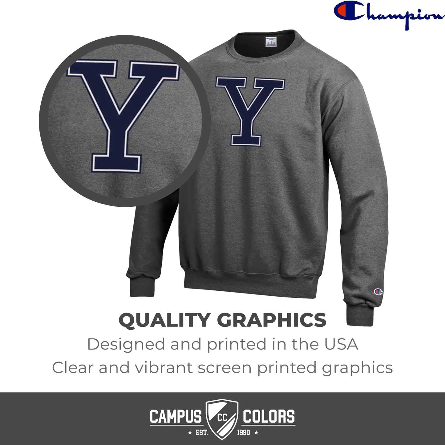 Yale Bulldogs Adult Mascot Fleece Crewneck - Charcoal
