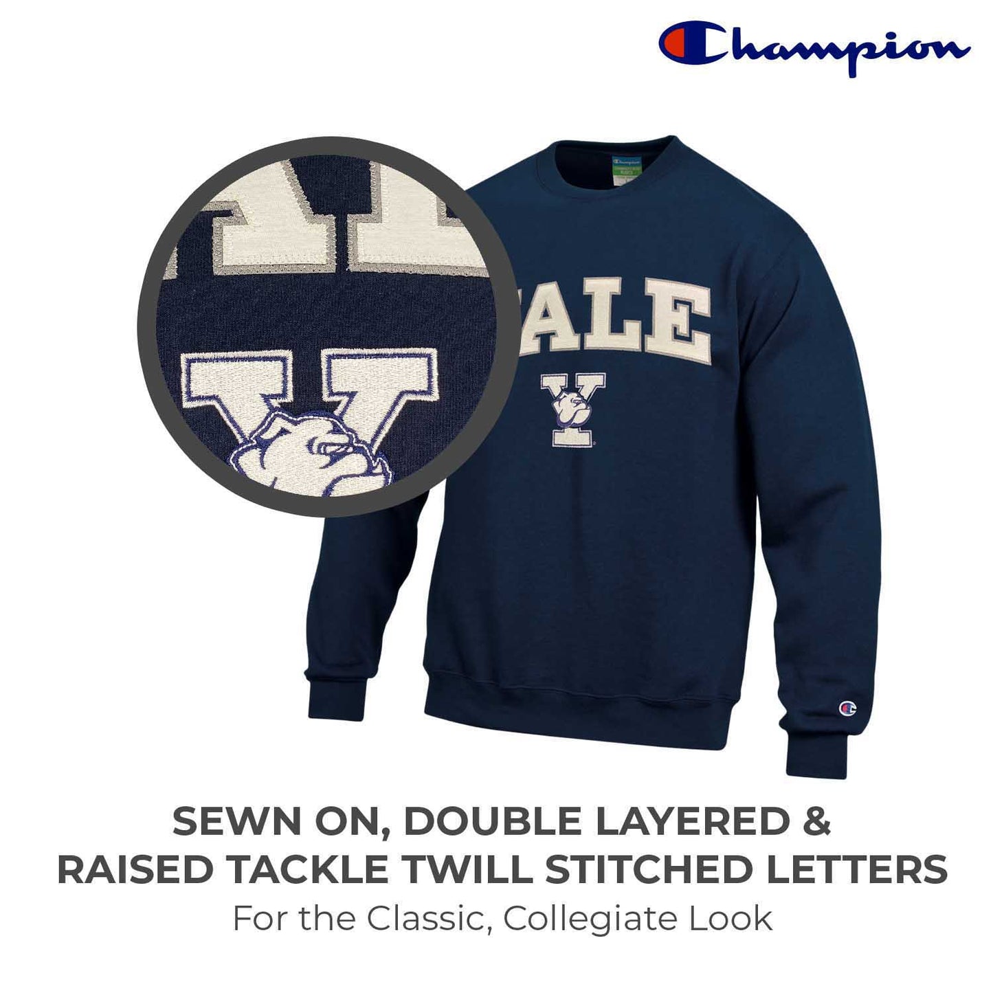 Yale Bulldogs Adult Tackle Twill Crewneck - Navy