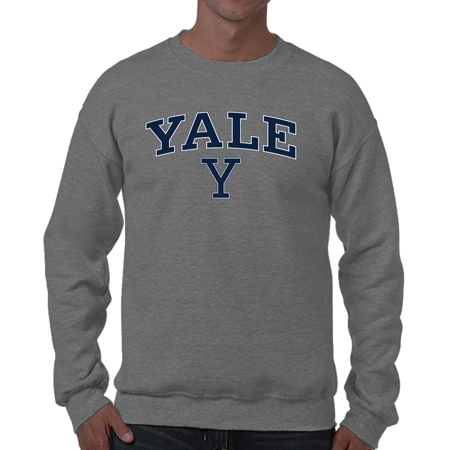 Yale Bulldogs Campus Colors Adult Arch & Logo Soft Style Gameday Crewneck Sweatshirt - Gray