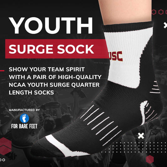 USC Trojans Youth Surge Crew Socks Sports Fan For Boys and Girls with Logo - Black
