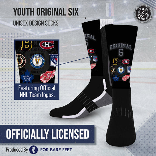 Original Six Youth NHL Original 6 Montage Crew Socks - Black