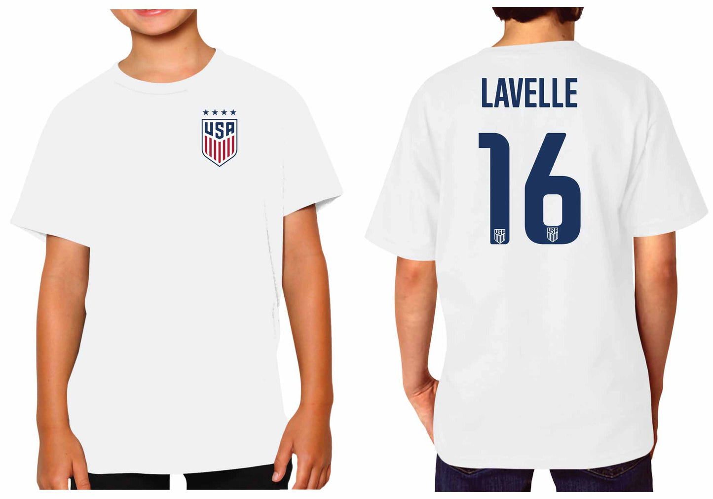 USA National Team The Victory Officially Licensed Youth US Women's National Soccer Team Rose Lavelle Name & Number T-Shirt - White #16