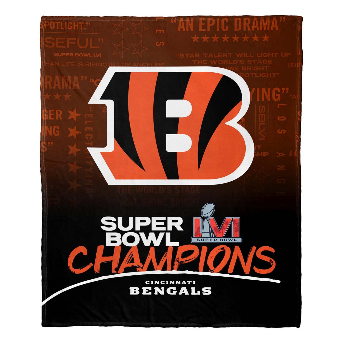 Cincinnati Bengals NFL 50 X 60 Silk Touch High Definition Championship Throw Blanket - Black