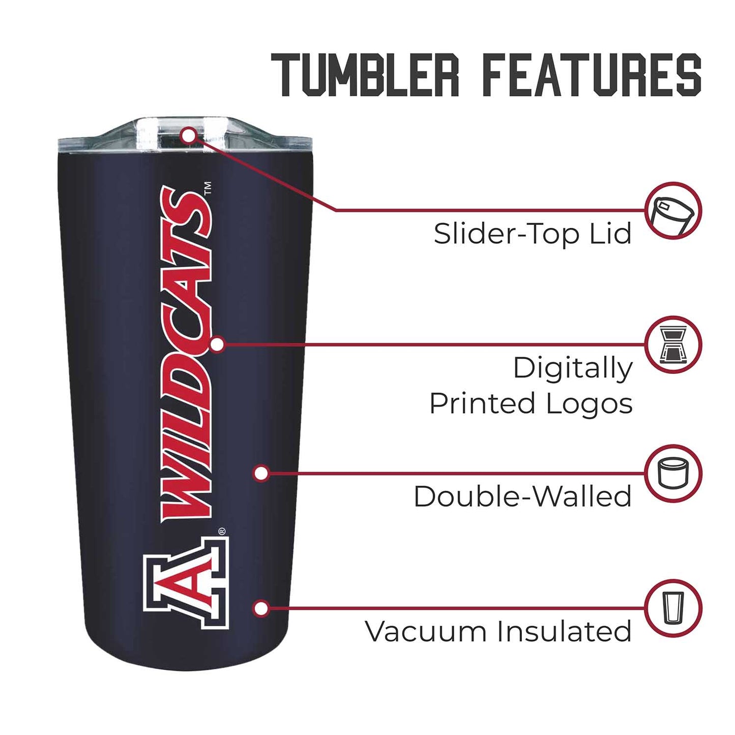 Arizona Wildcats NCAA Stainless Steel Tumbler perfect for Gameday - Navy