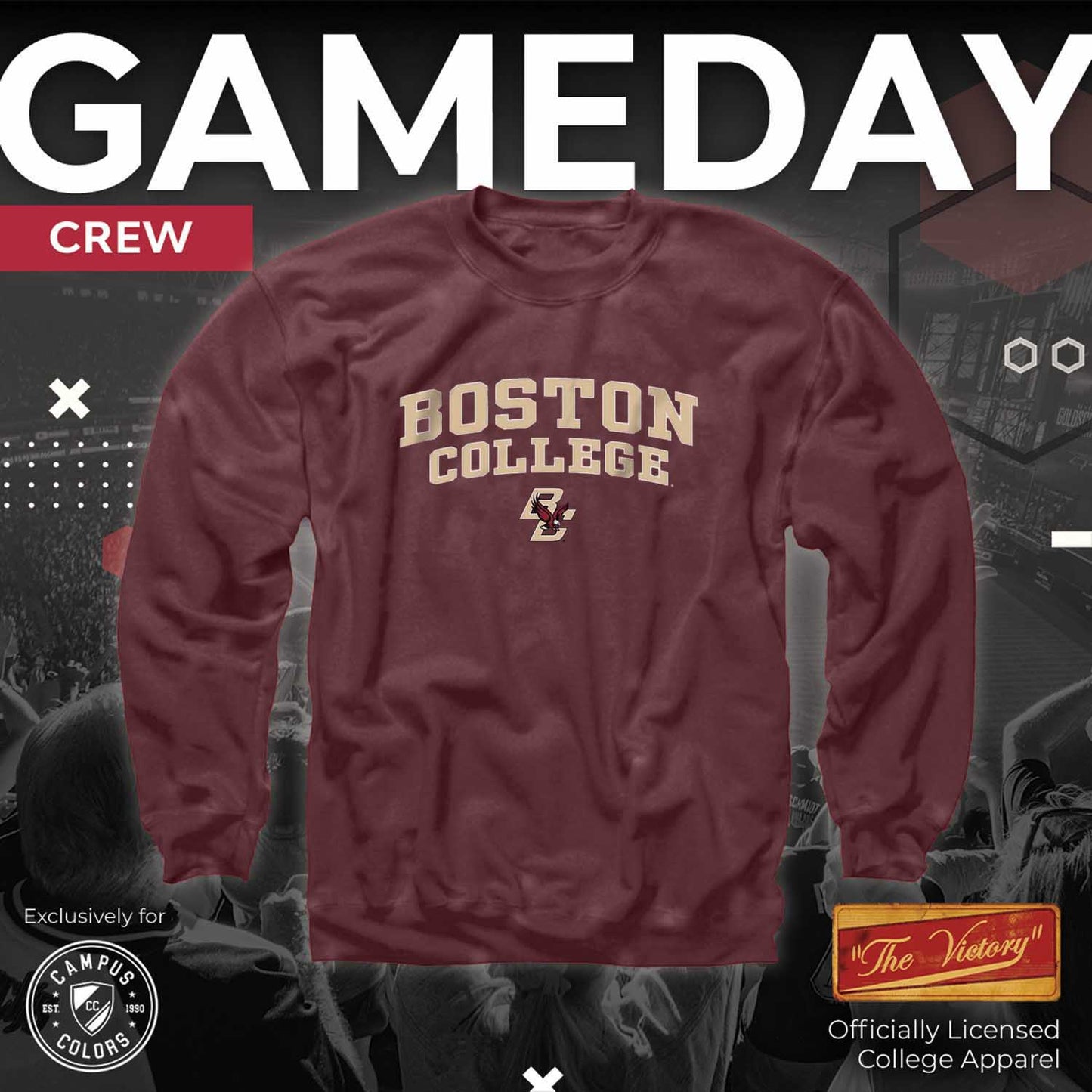 Boston College Eagles Adult Arch & Logo Gameday Crewneck Sweatshirt - Maroon