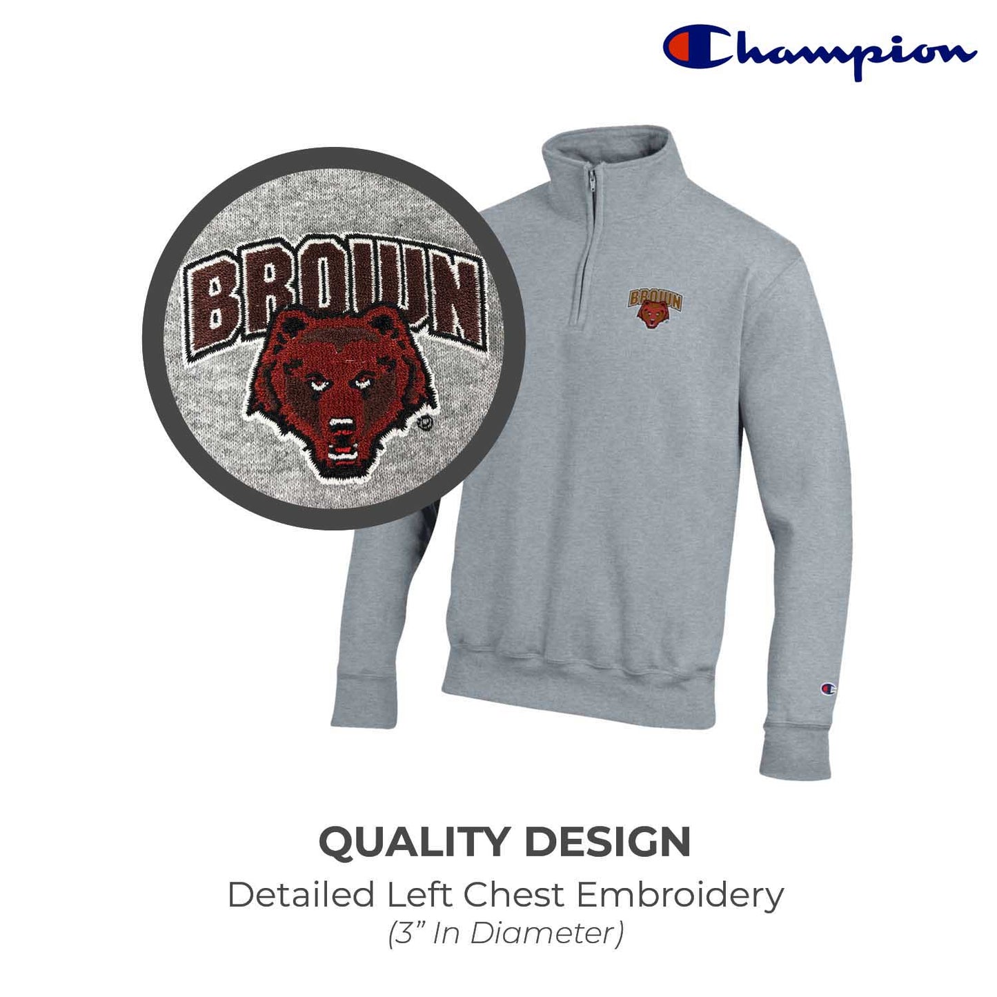 Brown Bears Adult Fleece Quarter Zip - Gray