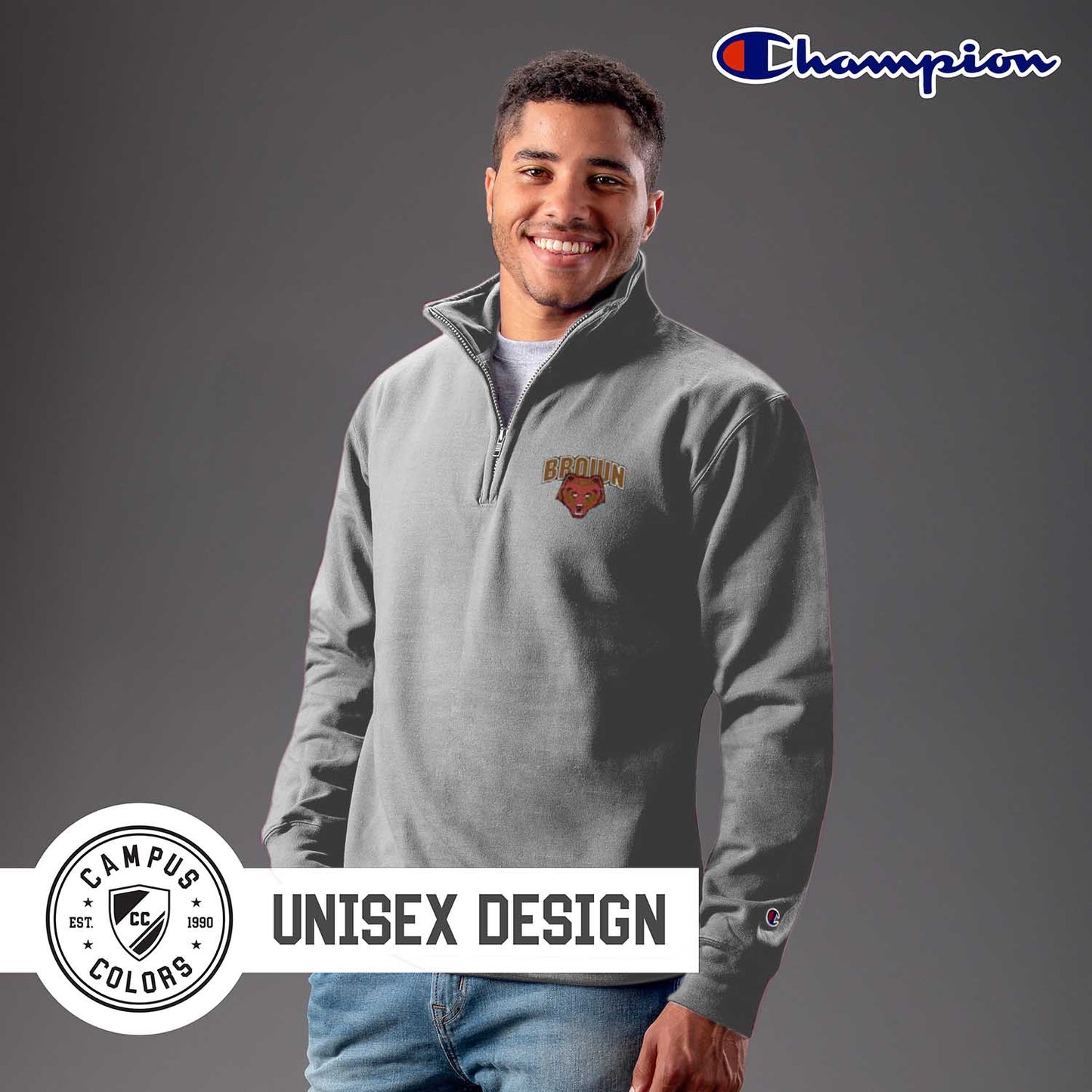 Brown Bears Adult Fleece Quarter Zip - Gray