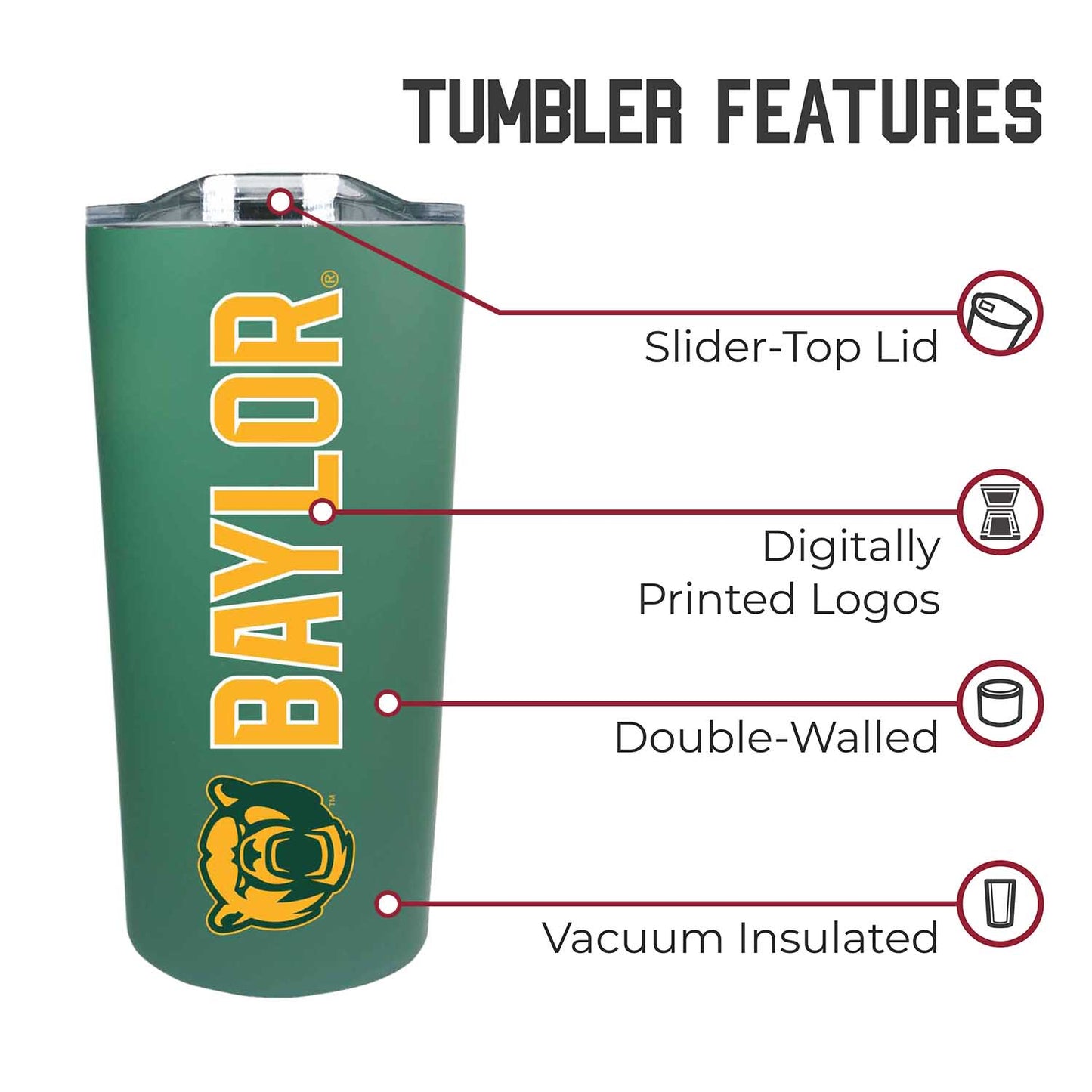 Baylor Bears NCAA Stainless Steel Tumbler perfect for Gameday - Green