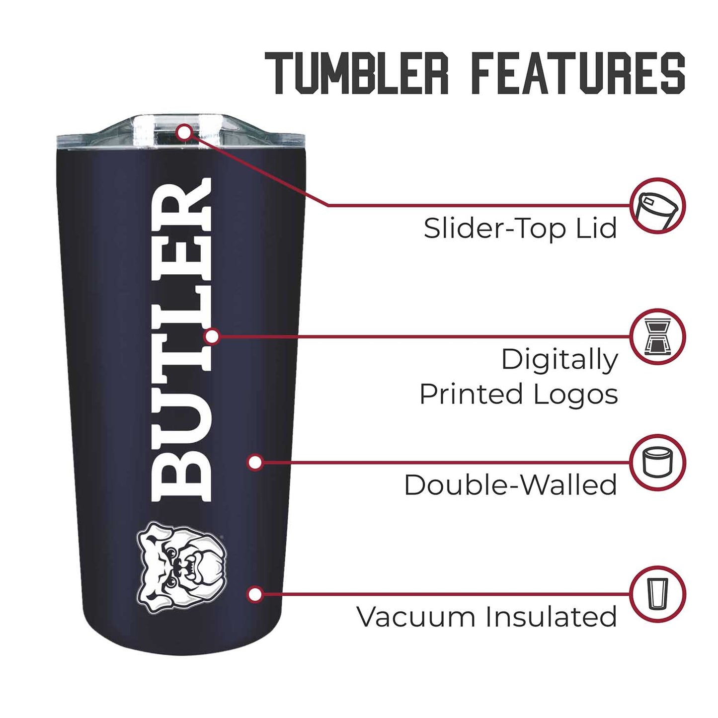 Butler Bulldogs NCAA Stainless Steel Tumbler perfect for Gameday - Navy