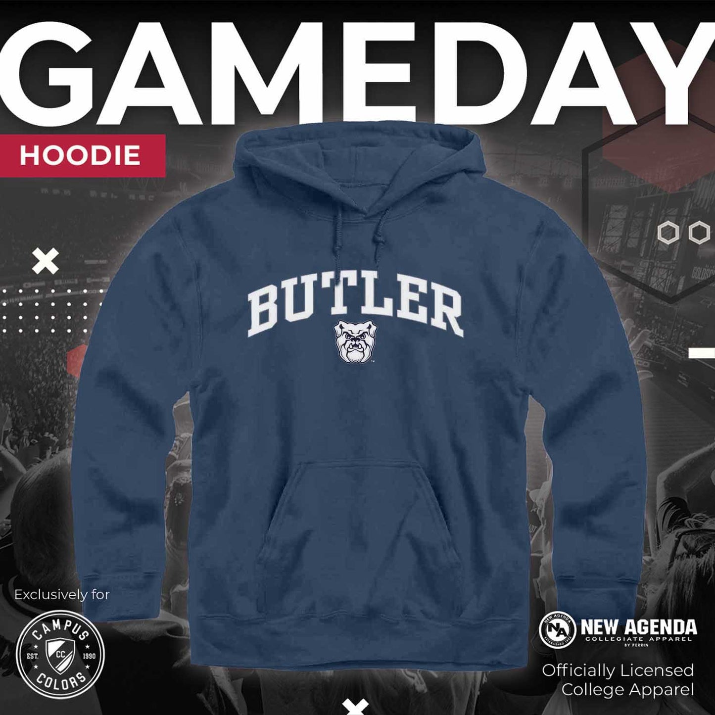 Butler Bulldogs Adult Arch & Logo Soft Style Gameday Hooded Sweatshirt - Navy