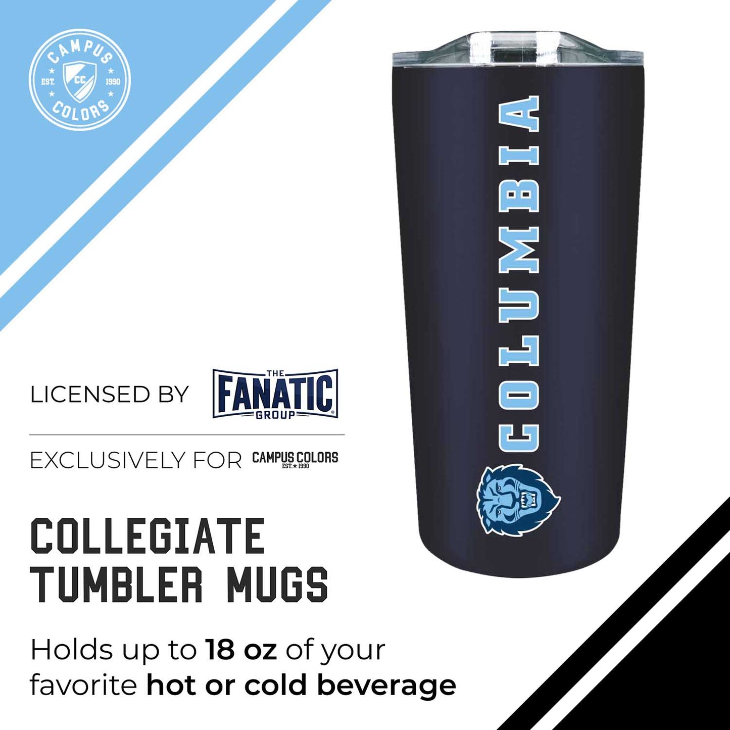 Columbia Lions NCAA Stainless Steel Tumbler perfect for Gameday - Navy