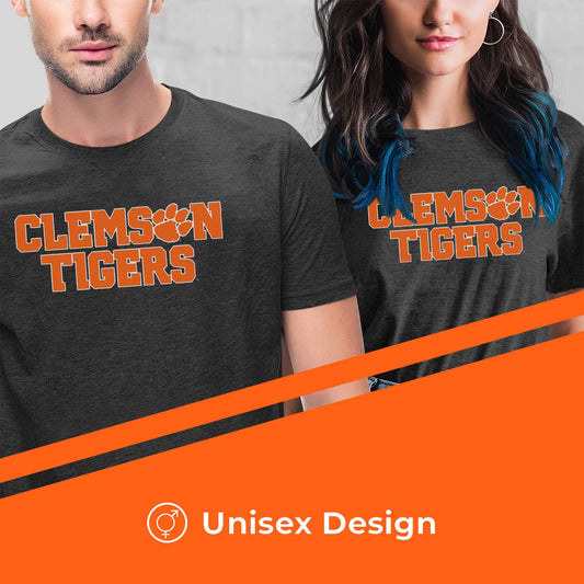 Clemson Tigers Campus Colors NCAA Adult Cotton Blend Charcoal Tagless T-Shirt - Charcoal