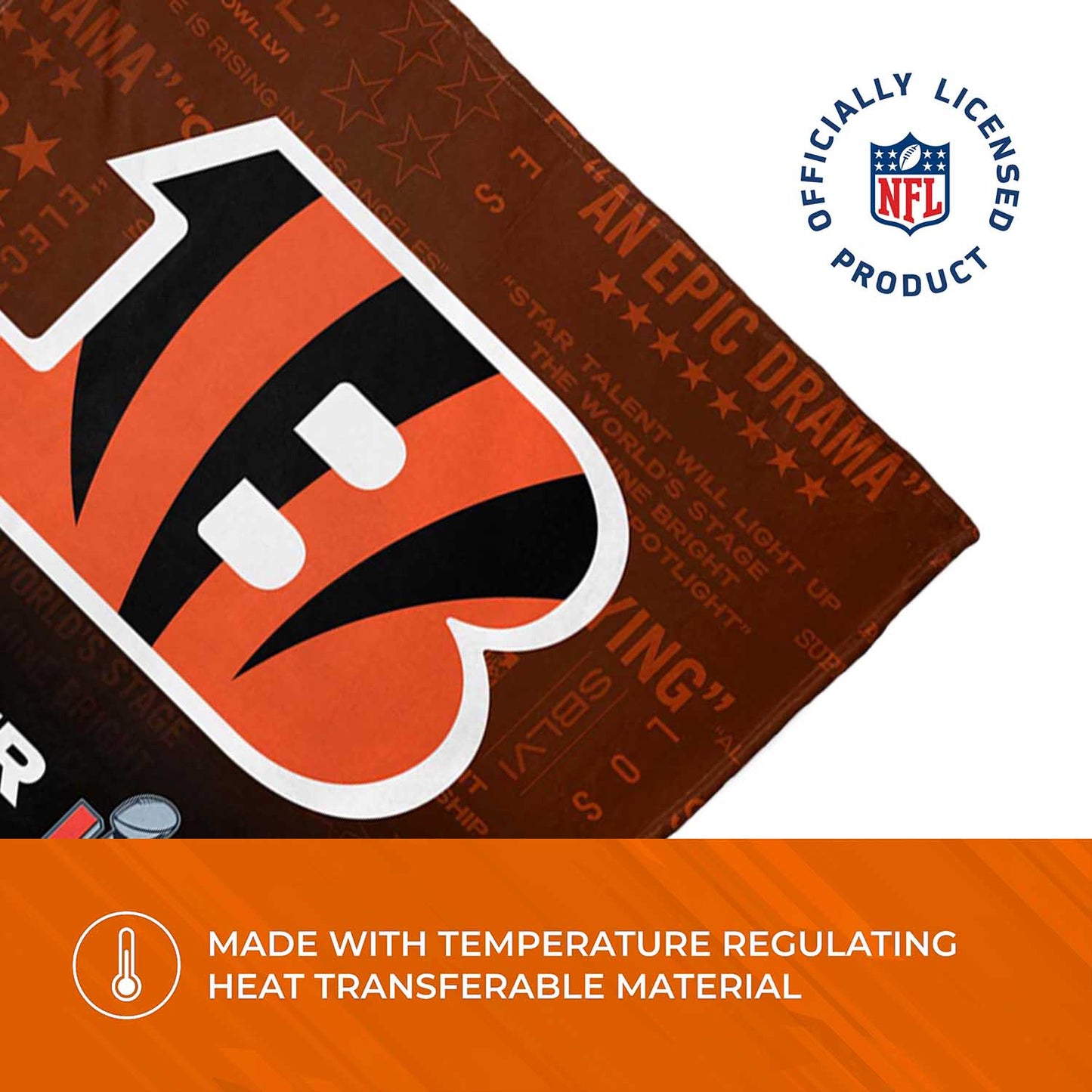 Cincinnati Bengals NFL 50 X 60 Silk Touch High Definition Championship Throw Blanket - Black