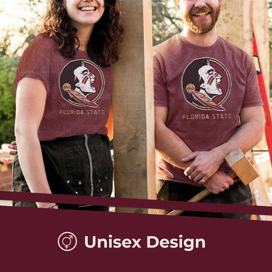 Florida State Seminoles Adult MVP Heathered Cotton Blend T-Shirt - Maroon