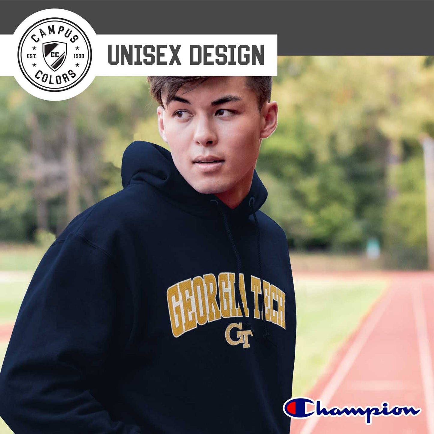 Georgia Tech Yellowjackets Champion Adult Tackle Twill Hooded Sweatshirt - Navy
