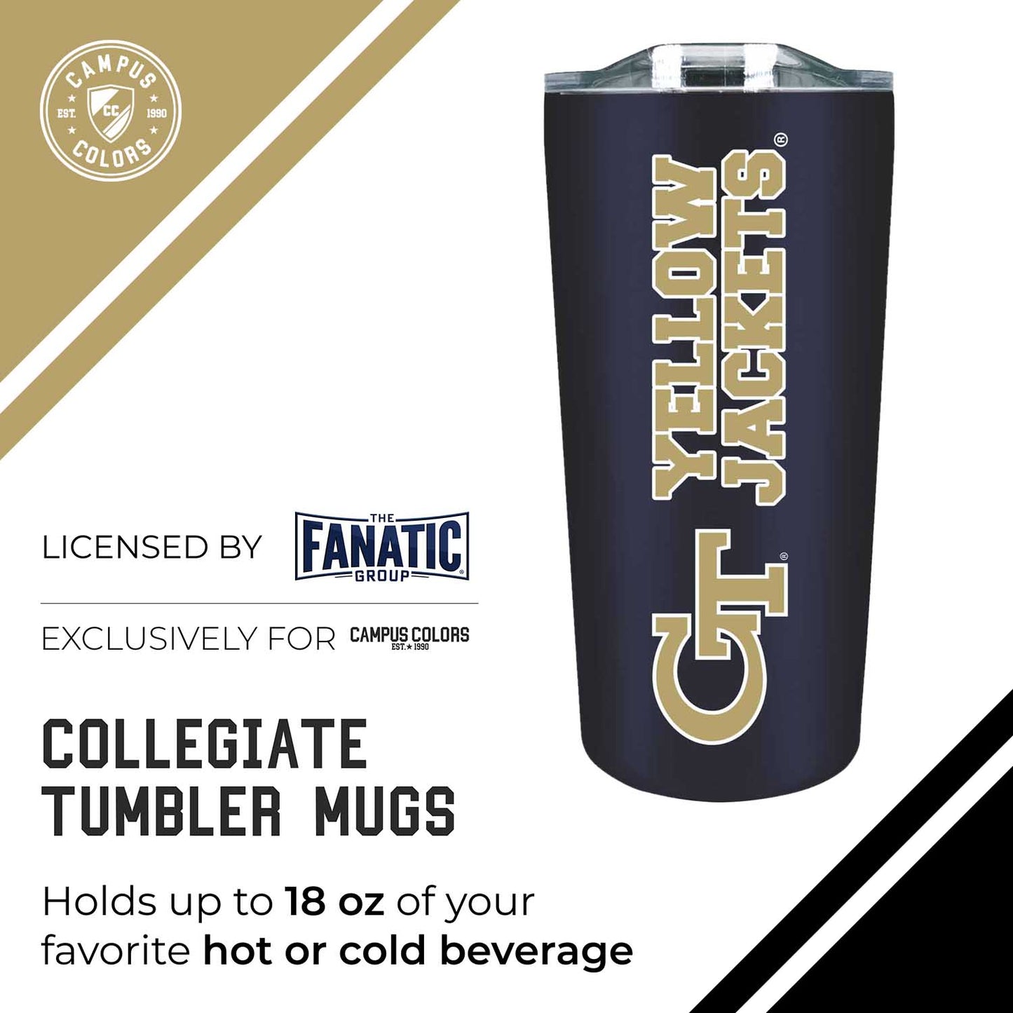 Georgia Tech Yellowjackets NCAA Stainless Steel Tumbler perfect for Gameday - Navy