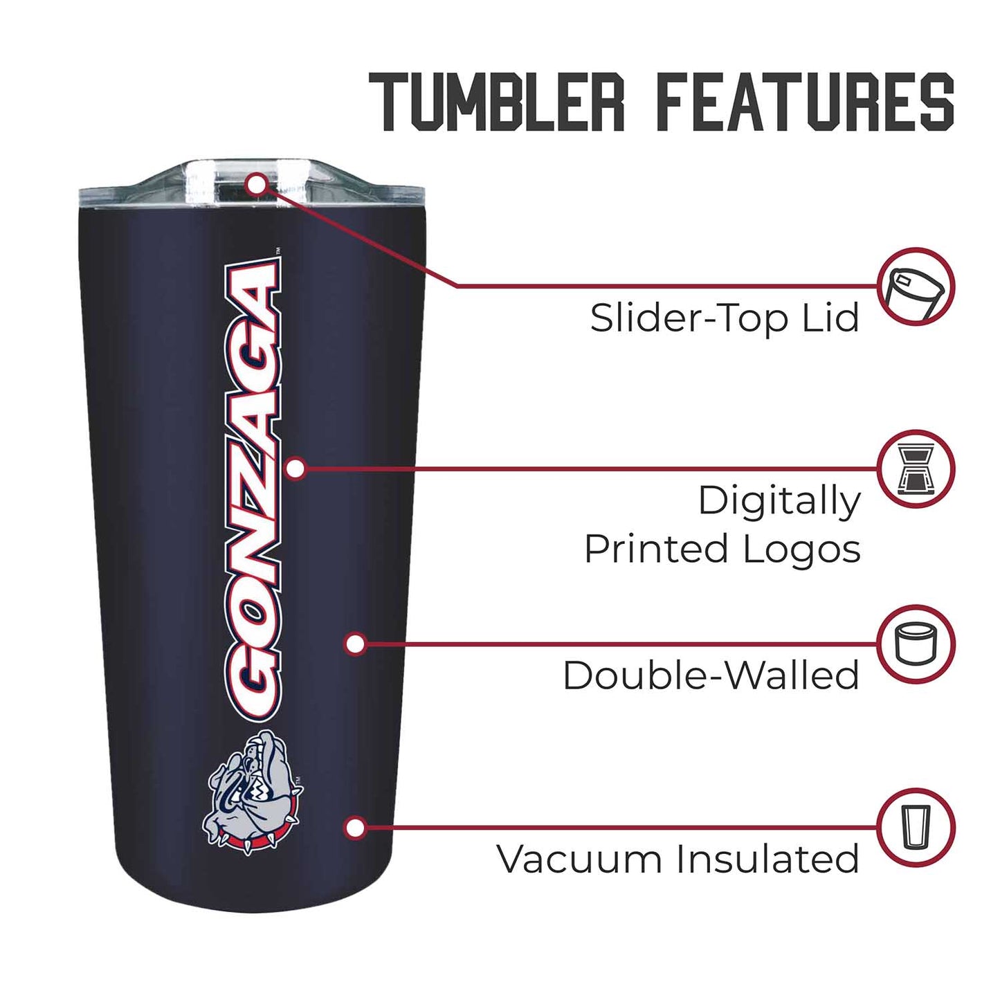 Gonzaga Bulldogs NCAA Stainless Steel Tumbler perfect for Gameday - Navy