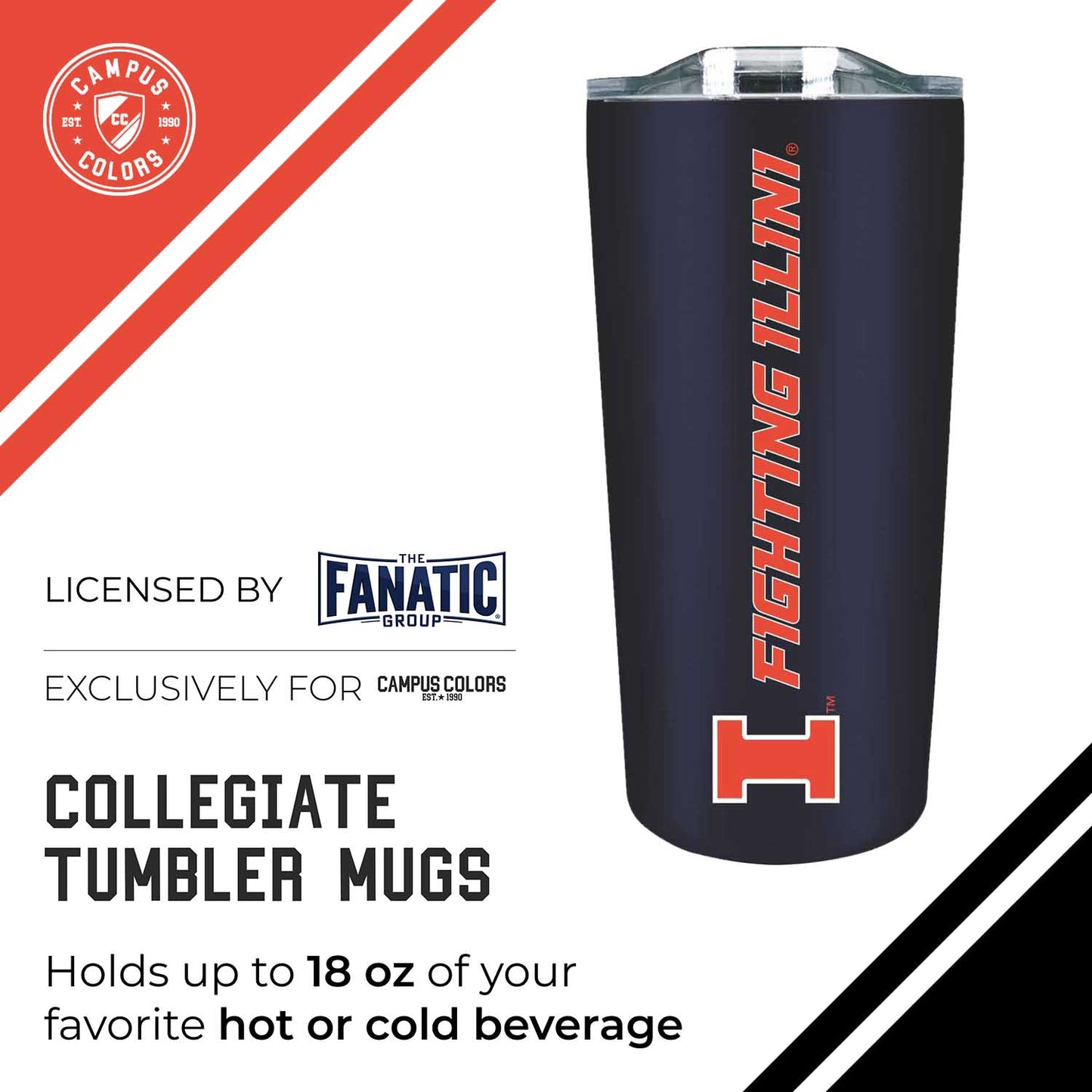 Illinois Fighting Illini NCAA Stainless Steel Tumbler perfect for Gameday - Navy